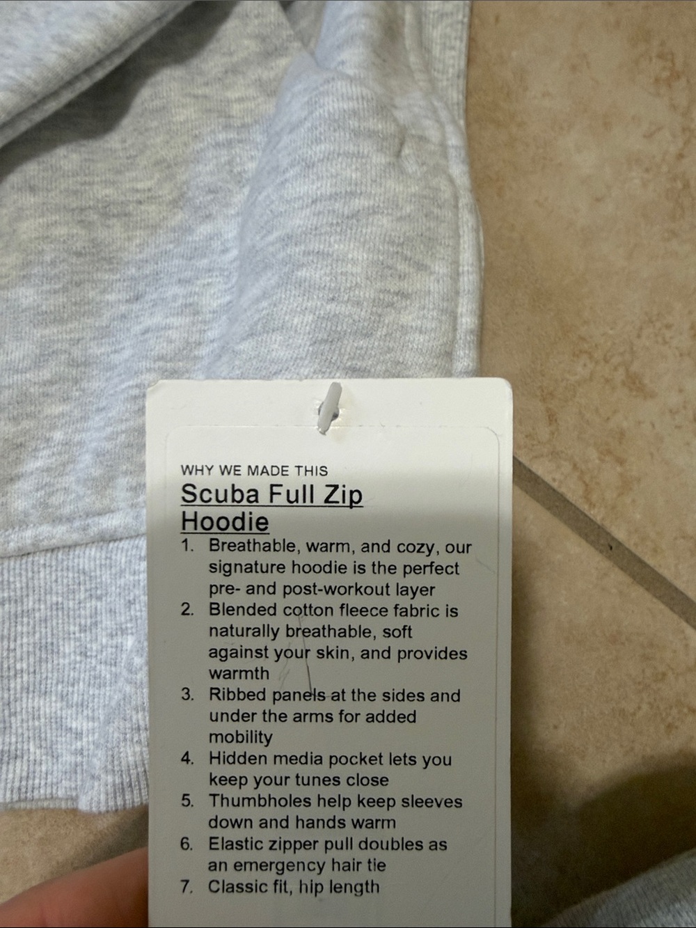 NWT Lululemon scuba full zip Hoodie light gray size 8 - Picture 2 of 6